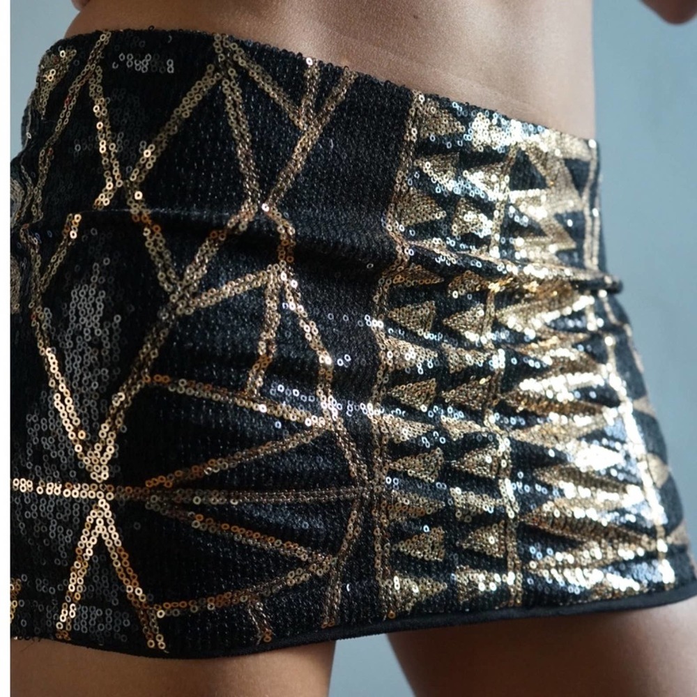 Sequin Black and Gold Mini Skirt